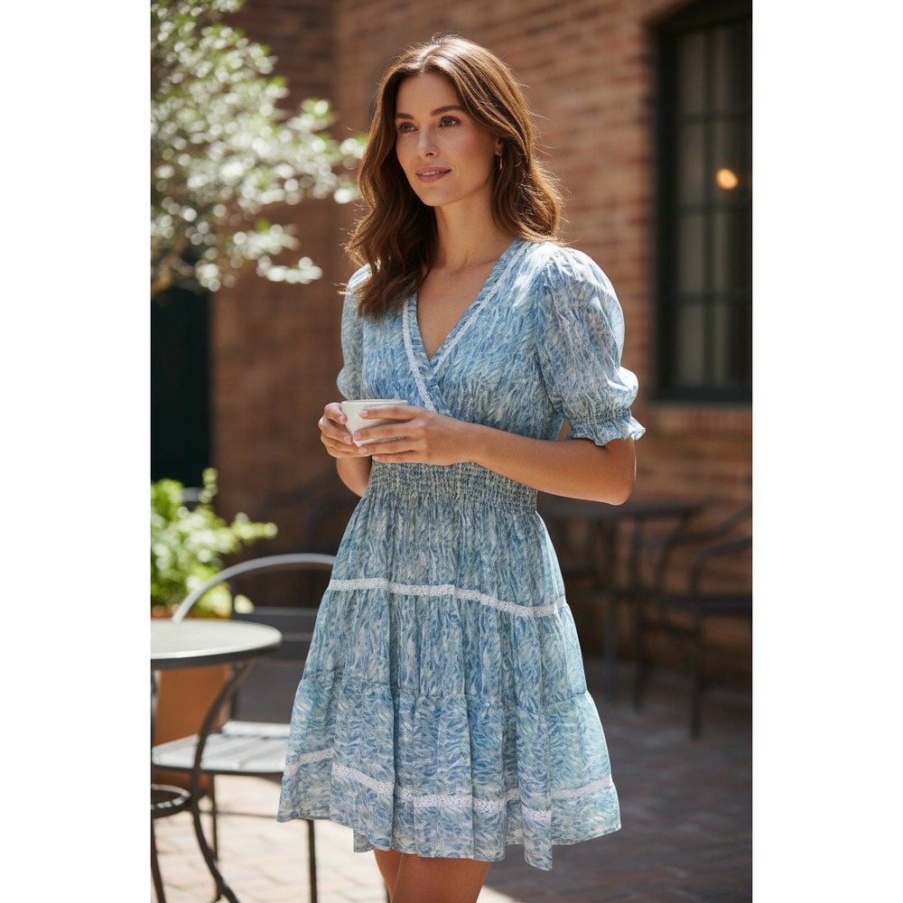 Taylor Cottagecore Romantic Festival Baby Doll Feminine‎ Abstract Mini Dress